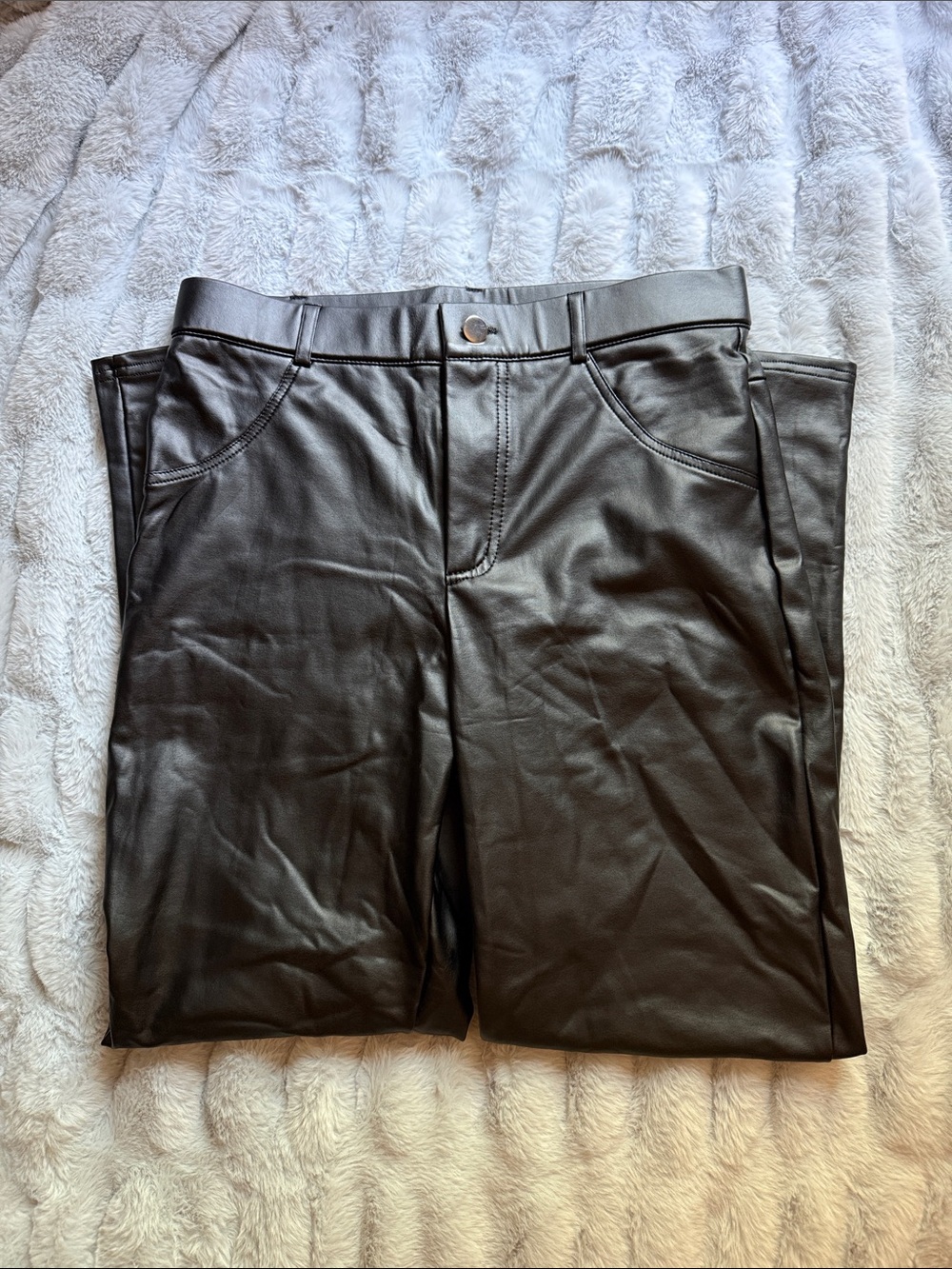 SHEIN Black Faux Leather Trousers